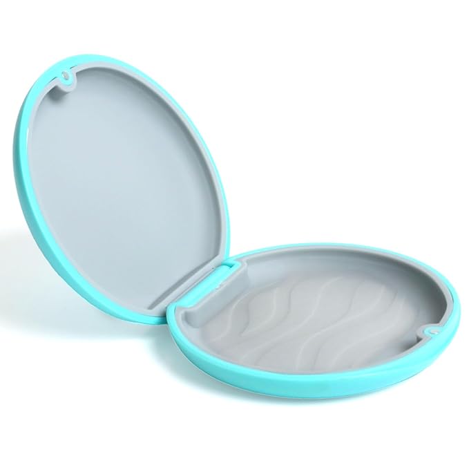 Retainer Case, Slim Aligner Case Compatible with Invisalign, Night Mouth Guard Case, Retainer Holder, Food Grade Silicone Pad, Magnetic Closure