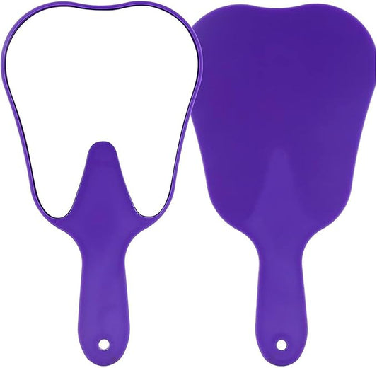 LA MIERE Tooth Shaped Mirror - Handheld Dental Mirror with Handle, Lightweight and Smooth, White