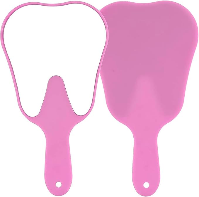 LA MIERE Tooth Shaped Mirror - Handheld Dental Mirror with Handle, Lightweight and Smooth, White