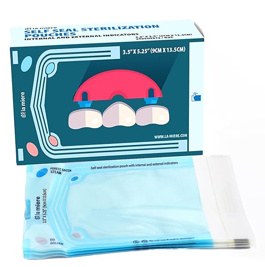 5.25"X10” 200P Self Sterilization Pouches for Dental Offices, Autoclave Bags Pouch for Dentist Tools, for Cleaning Tools, 200 Pouches Per Box, 1 Box of Paper Box