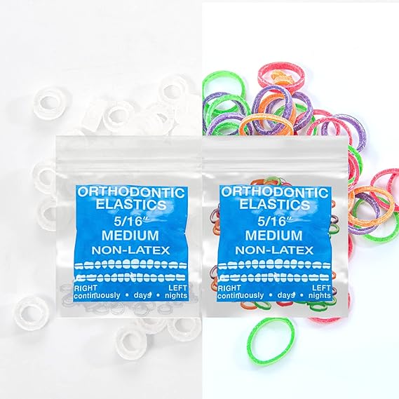 Dual Latex Free packs Intraoral Elastic Bands Orthodontic Elastics Dental Rubber Bands, braces, tooth gap MADE IN US