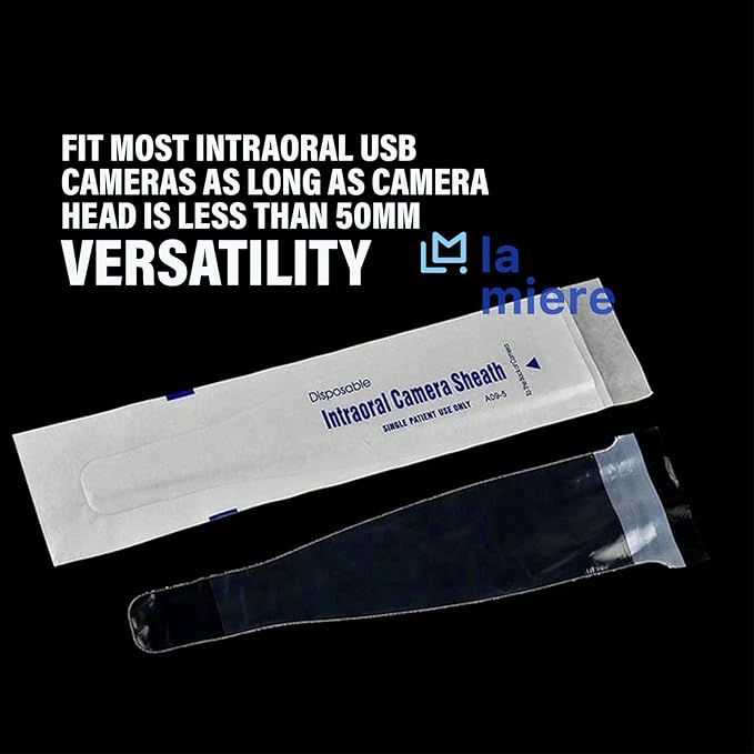 LA MIERE Intraoral Camera Sheath with Paper Back, Dental Endoscope Cover, Camera Covers Individual Pack (Compared to Tidi) for Kodak 1500 and More, 100 pcs/Box