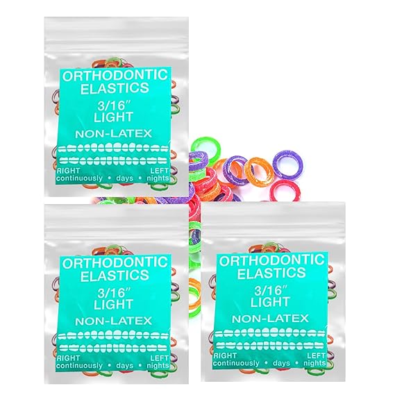 Neon non-Latex 3 Packs 300 counts Intraoral Elastic Bands Orthodontic Elastics Dental Rubber Bands Made in US