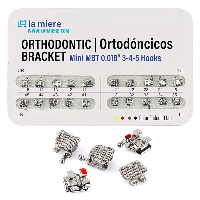 Orthodontic Metal Brackets Dental Brackets Slot Bondable, 3-4-5 with Hook 20pcs/Pack, 1PK