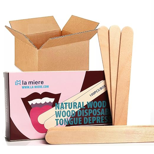 LA MIERE  Large Applicator Sticks, 6" Tongue Depressors Wood, Non-Sterile
