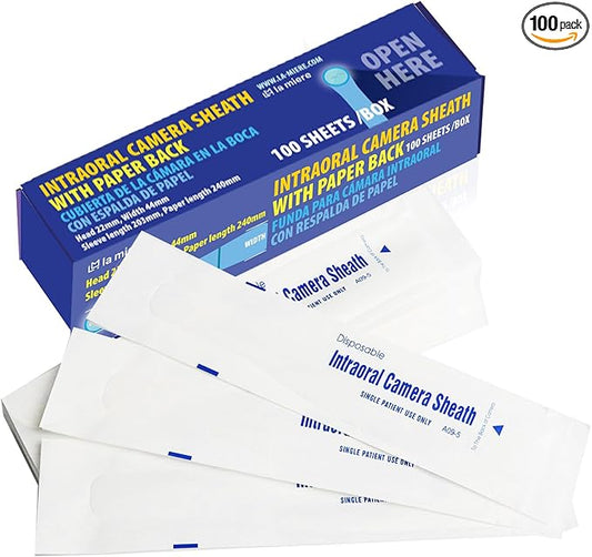 LA MIERE Intraoral Camera Sheath with Paper Back, Dental Endoscope Cover, Camera Covers Individual Pack (Compared to Tidi) for Kodak 1500 and More, 100 pcs/Box