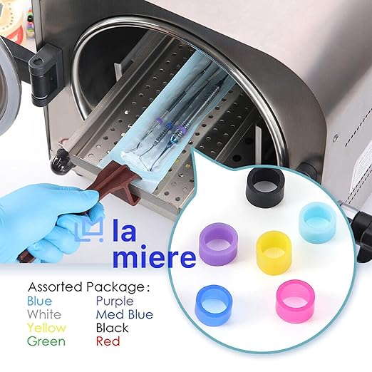 LA MIERE Dental Code Ring 100Pcs Silicone Dental Instrument Color Code Rings, Orthodontic Code Rings, Mix Color