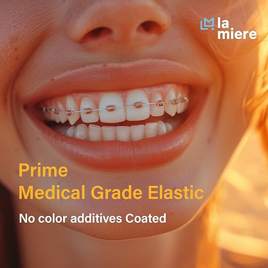 LA MIERE 1000 Pack, Amber Latex Orthodontic Elastics, Dental Bands Intraoral Elastic Bands