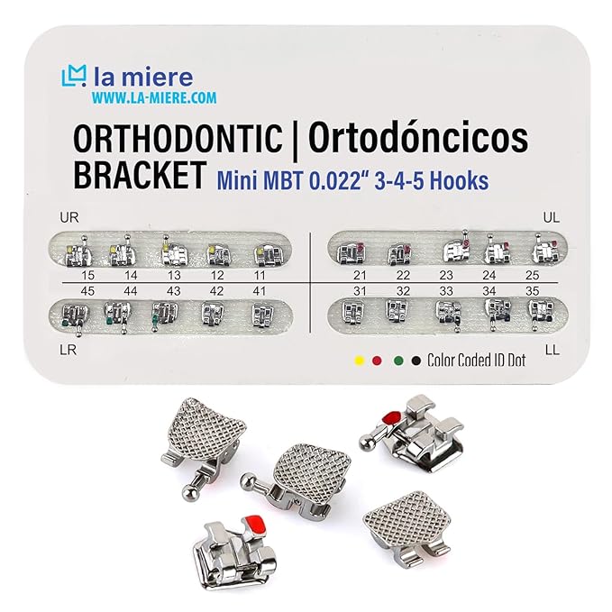 Orthodontic Metal Brackets Dental Brackets Slot Bondable, 3-4-5 with Hook 20pcs/Pack, 1PK