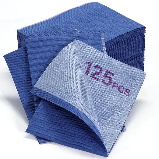 Diamond Embossed Dental Bibs 13"x18" - 3 Ply Waterproof Tattoo Bib Sheet for Patients - Dentist or Medical Tray Cover and Nail Table Cover Supplies 125P/Bag