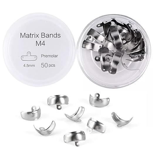 50PCS M4 Decidious Metal Sectional Matrix Band, Dental Sectional Contoured Matrices Matrix Bands, Metal Matrices