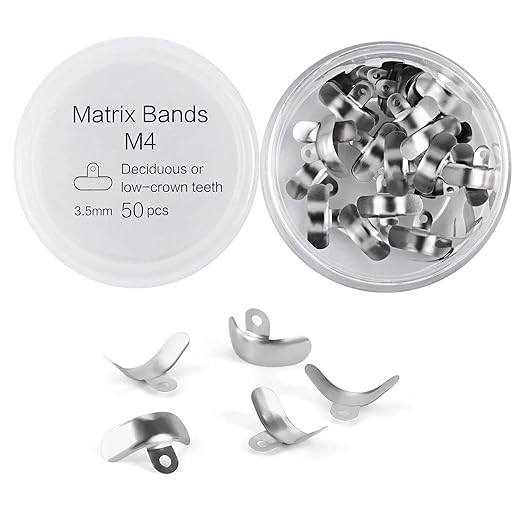 50PCS M4 Decidious Metal Sectional Matrix Band, Dental Sectional Contoured Matrices Matrix Bands, Metal Matrices