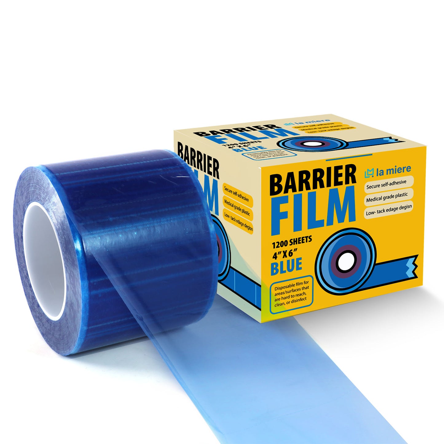 1200 Sheets Blue Barrier Film with Adhesive Coating 4"x 6" Perforated Sheets Adhesive Barrier Film for Dental, Medical & Tattoo