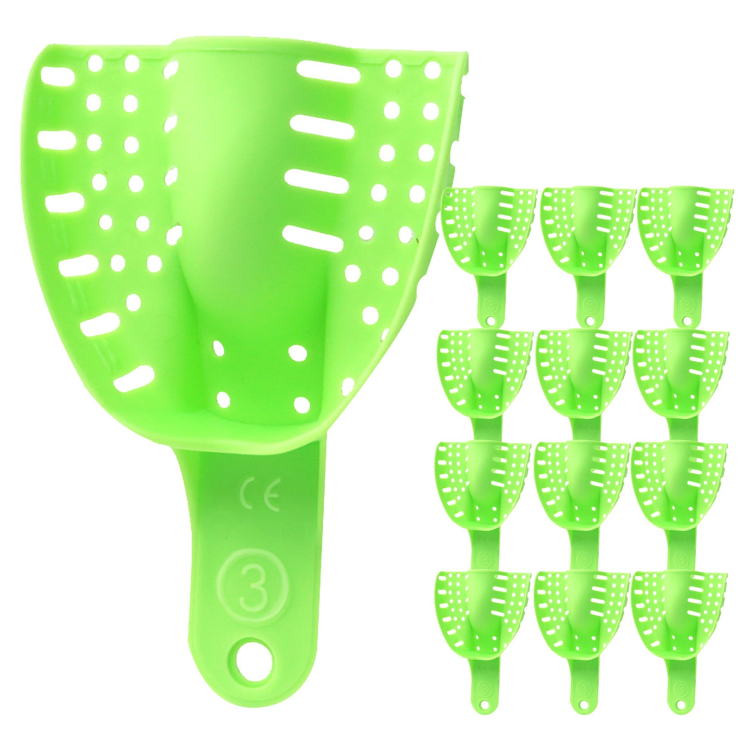 Green Autoclavable Premium Disposable Tracking Spacer Plastic Dental Impression Trays 12 PC