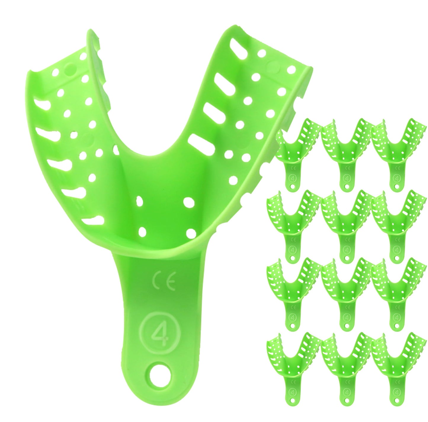 Green Autoclavable Premium Disposable Tracking Spacer Plastic Dental Impression Trays 12 PC