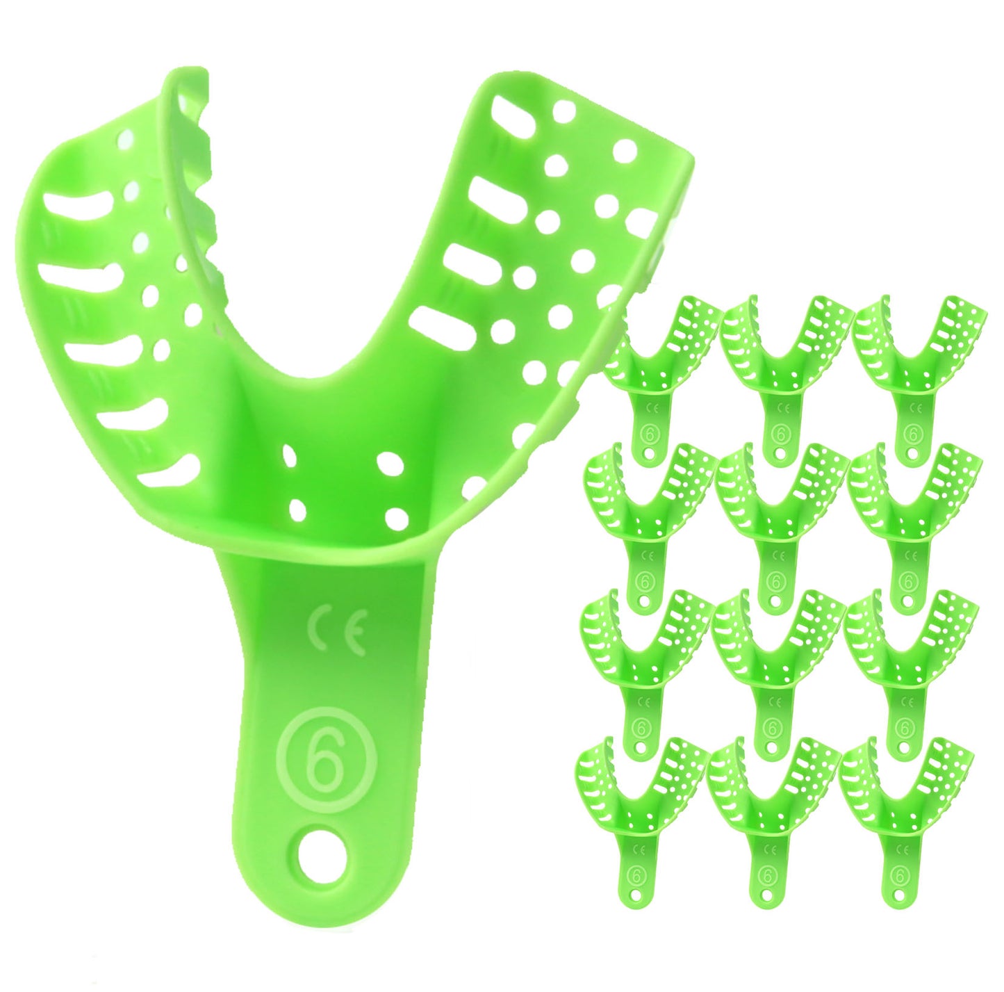 Green Autoclavable Premium Disposable Tracking Spacer Plastic Dental Impression Trays 12 PC