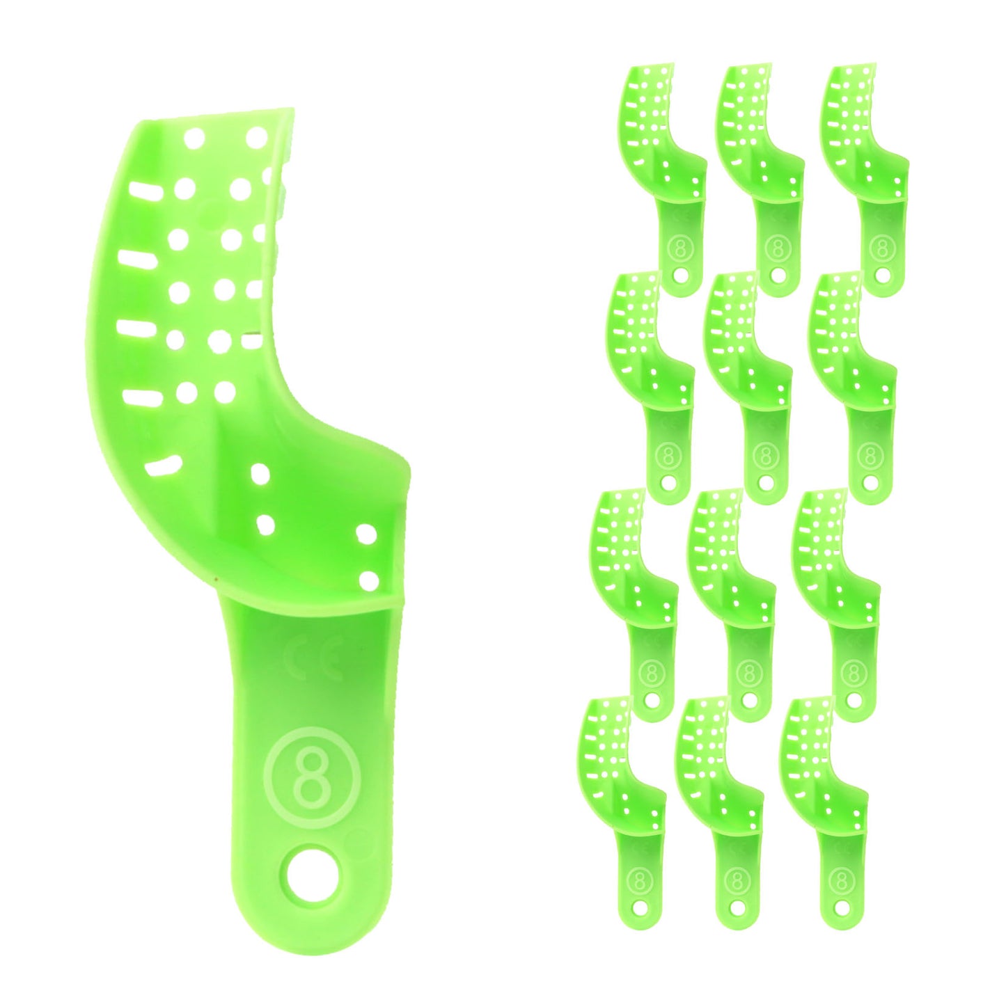 Green Autoclavable Premium Disposable Tracking Spacer Plastic Dental Impression Trays 12 PC
