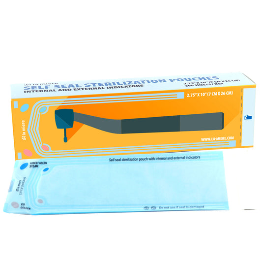 2.75"x10" 200P Self Sterilization Pouches for Dental Offices, Autoclave Bags Pouch for Dentist Tools, for Cleaning Tools, 200 Pouches Per Box, 1 Box of Paper Box